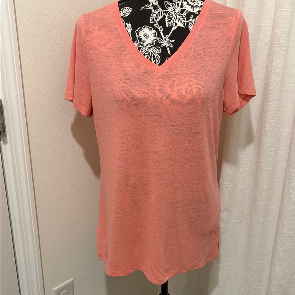 Talbots Peach V-Neck Short Sleeve Tee